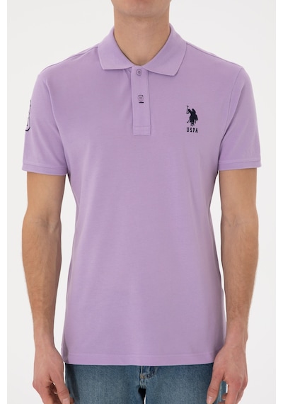 U.S. Polo Assn. Erkek Slim Fit Polo Yaka Lila Basic Tişört 50305929-VR034