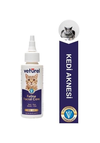 Kedi Yüz Temizleme Solüsyonu Kedi Aknesi Gözyaşı Lekesi Göz Damlası Akıntı Kaşıntı Bakımı 100ml