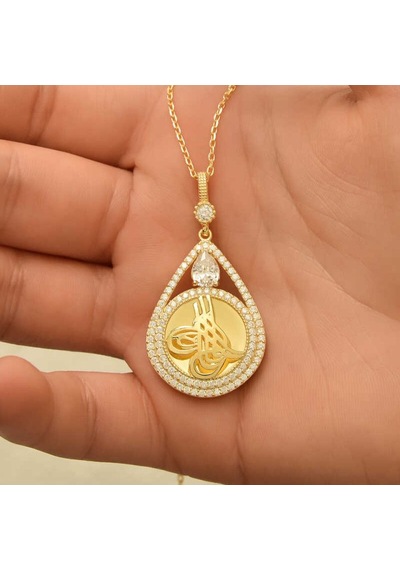 Casera's Gümüş Gold Kaplama Damla Tuğralı Kadın Kolye Csr2184956 Gümüş