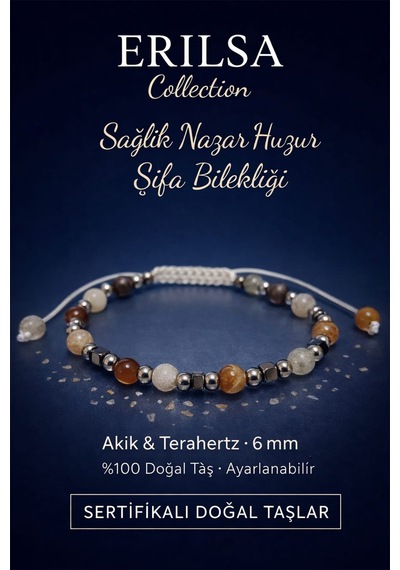 Sertifikalı Sağlık Nazar Huzur Şifa Bilekliği - Akik Ve Terahertz Çok Renkli