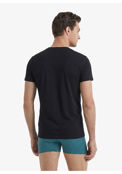 Blackspade Erkek Kutulu V Yaka Slim Fit Esnek Pamuklu Likralı T-shirt Siyah