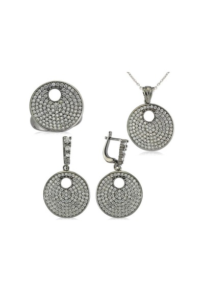 Gümüş Zirkon Taşlı Yuvarlak Kadın Set (510776344)