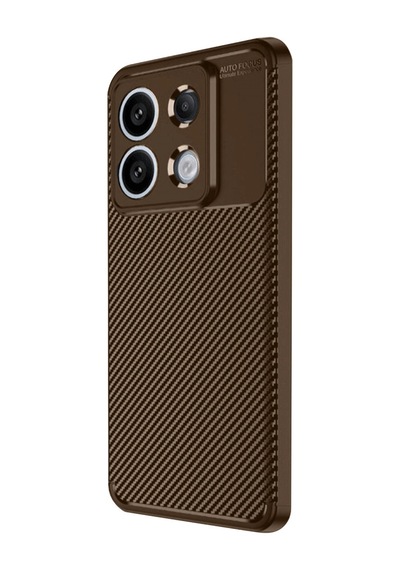 Xiaomi Redmi Note 13 Pro 4g Kılıf Auto Focus Karbon Kapak Kahverengi