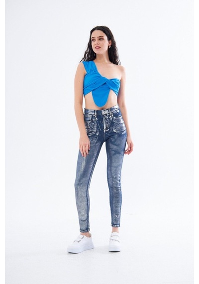 Varaklı Skinny Jean Pantolon 001