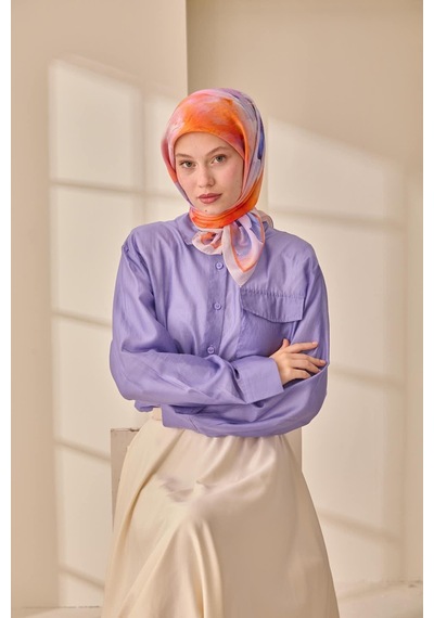 Silk Home Olinda İpek Eşarp 47004-28 Gümüş, Mor, Turuncu, Lacivert