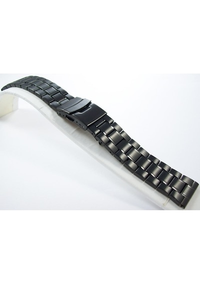 22Mm Siyah Metal Saat Kordonu Çelik Kolçak 1.Kalite Kayış Şeritli