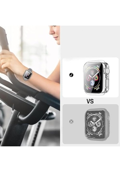 Apple Watch İle Uyumlu Series 10 Şeffaf Kılıf Ekranı Tam Kapatan Silikon Yapılı Ekran Koruma Apple Watch İle Uyuml