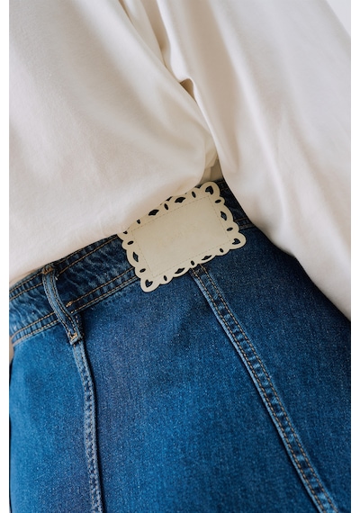 Manuka Denim Parçalı Düğmeli Etek Mavi Ss26etk00010-22