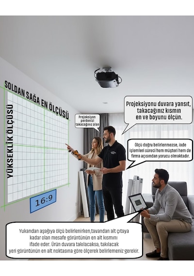 Gölge Stor En150cm Boy95cm Projeksiyon Perdesi Duvar Askılı Taşınabilir Yeni Akıllı Kumaş Işık Geçirmez 4k-8k