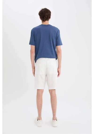 Defacto %100 Keten Regular Fit Yazlık Bermuda Şort D9931ax25smwt33 Beyaz