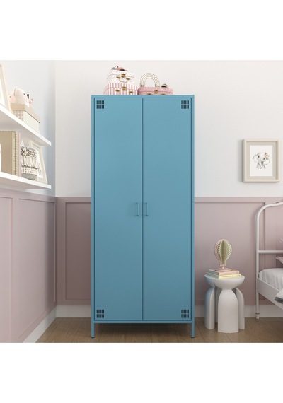 Pera Metal Elbise Dolabı, Soyunma Dolabı, İki Kapılı, 80,50 X 50 X 189,50 Cm Ral 5024 Mavi
