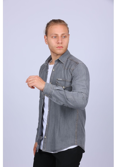 Tousus Slim Fit Western Kot Erkek Gömlek Slm-2019-tss Gri