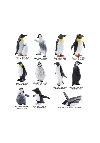 12 Li Penguen Hayvanları Mini Figür Oyuncak Et Malzeme