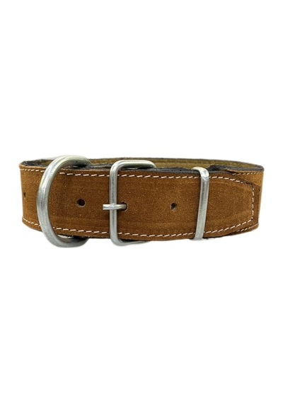 Lnleather El Yapımı Vaketa Deri Taba Orta Irk Köpek Tasması 60 CM Taba