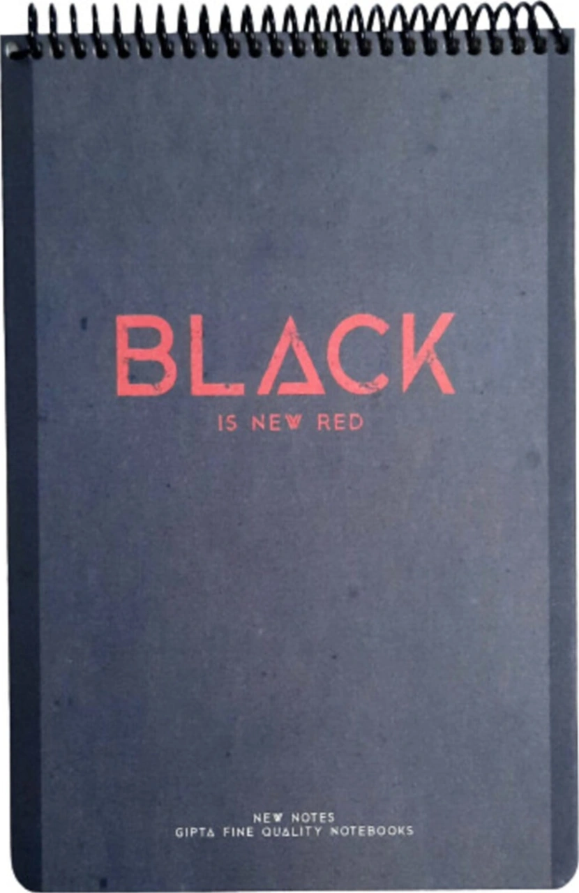 New Notes Black Is New Red Spiralli Sert Kapak 100 Yaprak 17x24 Çizgili Bloknot