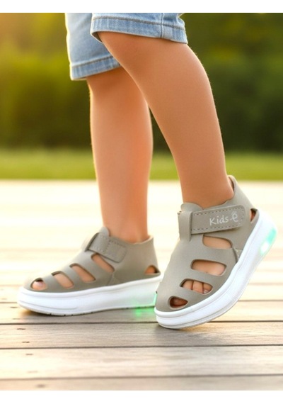 Ellaboni Işıklı Cırt Cırtlı Kız Çocuk Beyaz Yumuşak Ortopedik Taban Spor Sandalet Terlik Haki Ellaboni Işıklı Cırt Cırtlı Kız Çocuk Beyaz Yumuşak Ortopedik Taban Spor Sandalet Terlik Haki