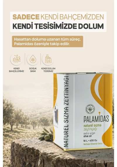 Palamidas Soğuk Sıkım Natürel Sızma Zeytinyağı 2026-2027 Yeni Hasat Teneke 18 L