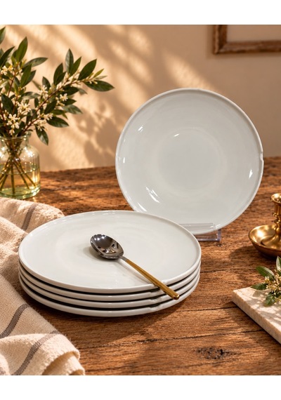 4lü Porselen Dali Sade Servis Tabağı-7784 Çok Renkli