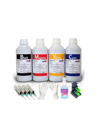 HP 650- HP 651- HP 652 Siyah Kartuş için Dolum Seti 4X1000 ML