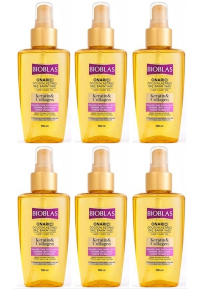 Bioblas Keratin Kolajen Onarıcı Dolgunlaştırıcı Saç Bakım Yağı 6 X 100 Ml