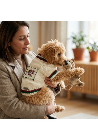 Lady Fify Kedi Ve Köpek İçin Aslanlı Krem Kazak