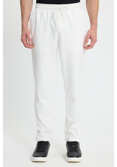 Tudors Erkek Regular Fit Klasik Kesim Beli Lastikli Bağcıklı Koyu Beyaz Jogger Pantolon-41787 Beyaz