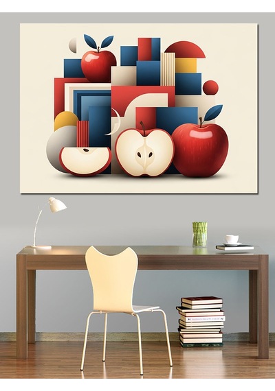 Ahşap Tablo Geometrik Elmalar Modern Sanat Tablosu