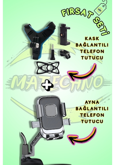 Fırsat Seti Motosiklet Kask Bağlantılı Telefon Tutucu Ve Motorsiklet Ayna Bağlantılı Telefon Tutucu