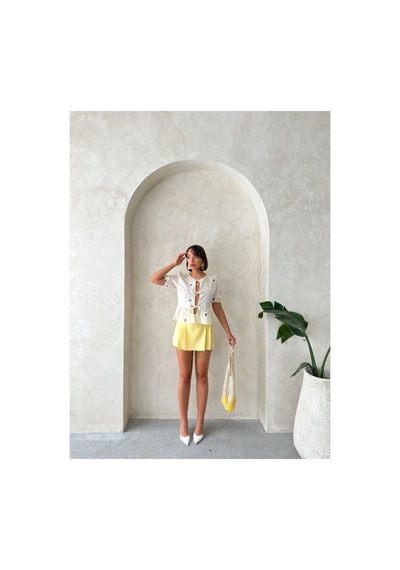 Verymoda Kemer Detaylı Şort Etek D2641 Sarı