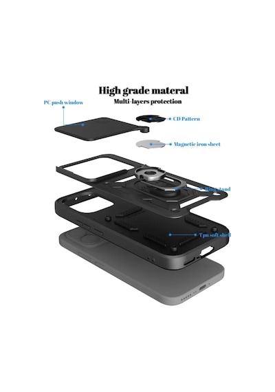 Xiaomi 17t Uyumlu Tank Kılıf Yüzüklü Standlı Extra Darbe Koruma Zırhlı Outdoor Kapak Lacivert