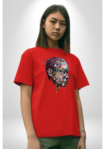 İnsan Kafası Sulu Boya Pamuklu Bisiklet Yaka Unisex Oversize Boyfriend Dijital Baskılı Kırmızı T-shirt Kırmızı İnsan Kafası Sulu Boya Pamuklu Bisiklet Yaka Unisex Oversize Boyfriend Dijital Baskılı Kırmızı T-shirt Kırmızı