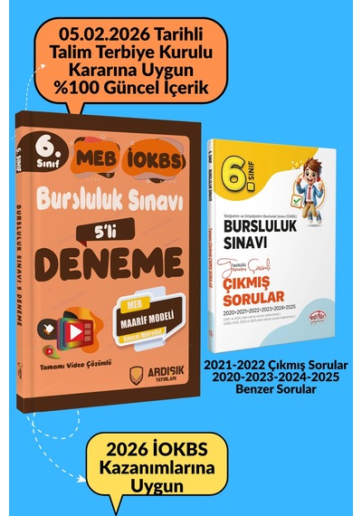 Editör Yayınları 6. Sınıf Bursluluk Sınavı Çıkmış Sorular Benzer Sorular + Bursluluk Deneme Sınavı