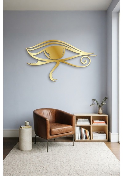 Horus'un Gözü Metal Duvar Tablosu - Duvar Sanatı - Duvar Dekoru - Altın