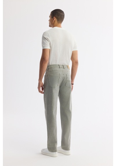 Avva Erkek Haki Klasik Bel %100 Pamuk Eskitme Yıkamalı Tokyo Straight Fit Jean Pantolon A51y3542