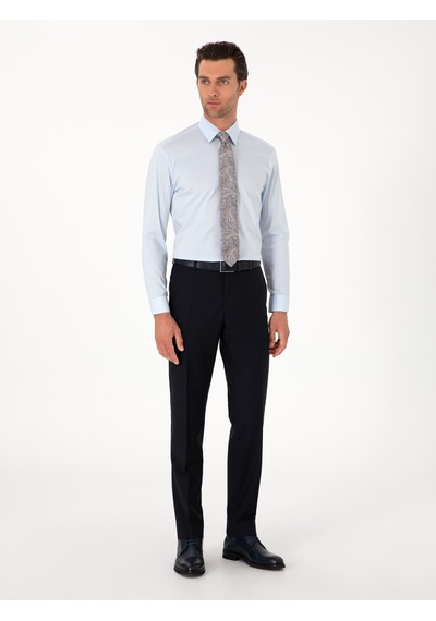 Cacharel Açık Mavi Slim Fit Non Iron Pamuk Karışımlı Klasik Gömlek Denım