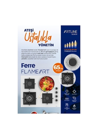 Fryart QEP64CS - SC405-WFA - D063-SA  Siyah Cam Ankastre Set