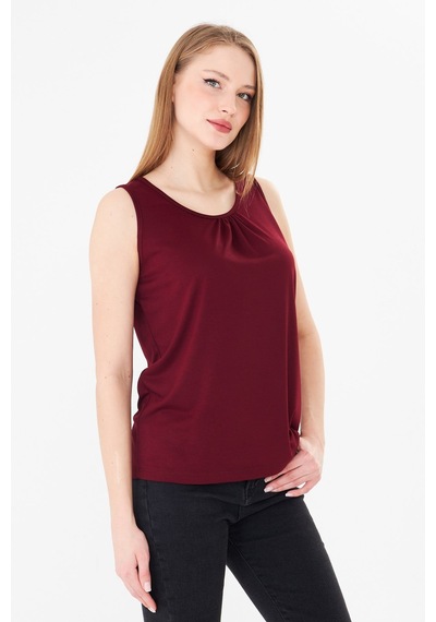 Sortie Collection Geniş Omuzlu Büzgülü Atlet Bordo