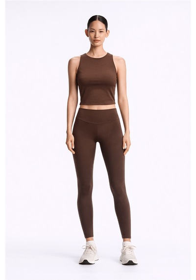 Fashion Friends Crop Fit Bisiklet Yaka Atlet Bayan Atlet 26y0713k1 Kahve
