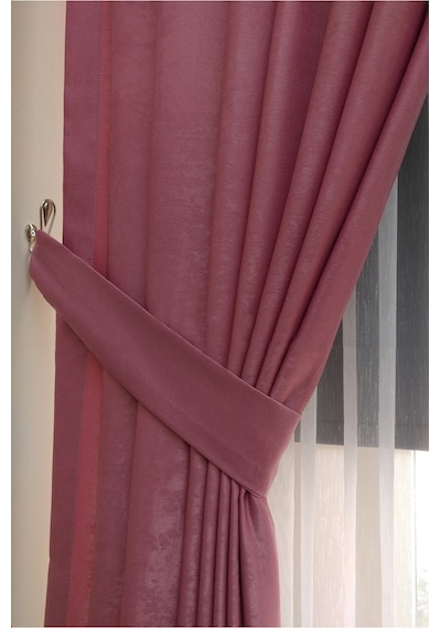 Evdepo Home Pembe Düz Renk Pileli Soft Fon Perde Pile Tek Kanat Pembe