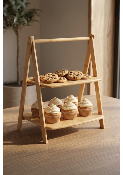 Digithome Bambu 2 Katlı Çok Amaçlı Standlı Organizer Mutfak Düzenleyici Kahverengi - G/2 C1-1-289 Kahverengi