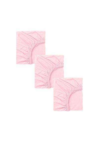 3 Adet 50x90 Cm Anne Yanı Lastikli Penye Kumaş Bebek Çarşafı-pembe