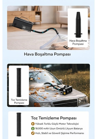 18000 Mah Akıllı Çok Fonksiyonlu Araba Takviye Aküsü Dijital Ekran, Led Işık, Usb Çıkış 18.000 Mah 18.000 Mah