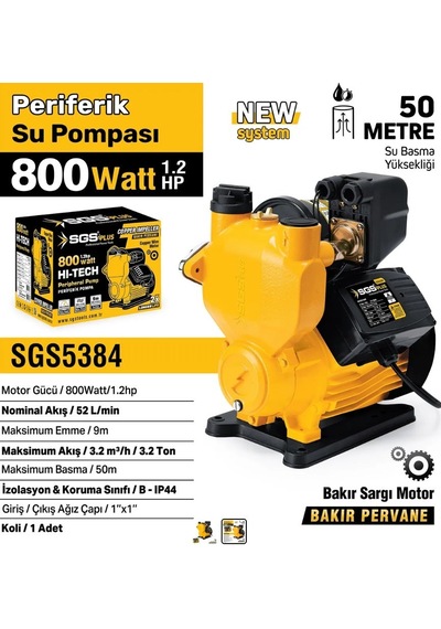 Sgs Periferik Su Pompası 800 Watt 1.2 Hp Sgs5384