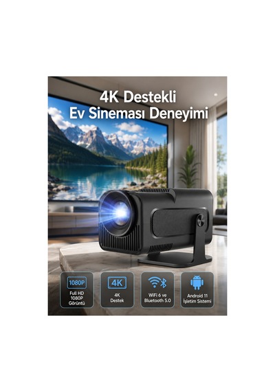 4k Android Smart Wi-fi Çift Kollu Projeksiyon Game Box Kumandalı Taşınabilir Yeni Nesil Renk
