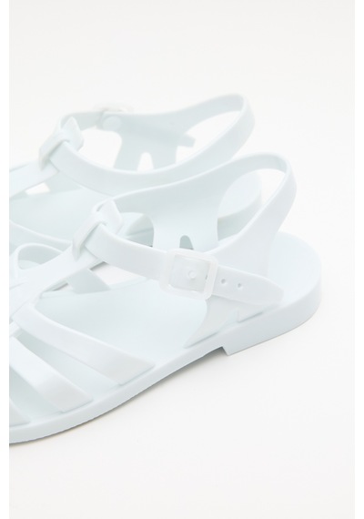 Lutvelizade Sandalet 2610 Yuvarlak Burun Önü Kapalı Beyaz Kadın Sandalet