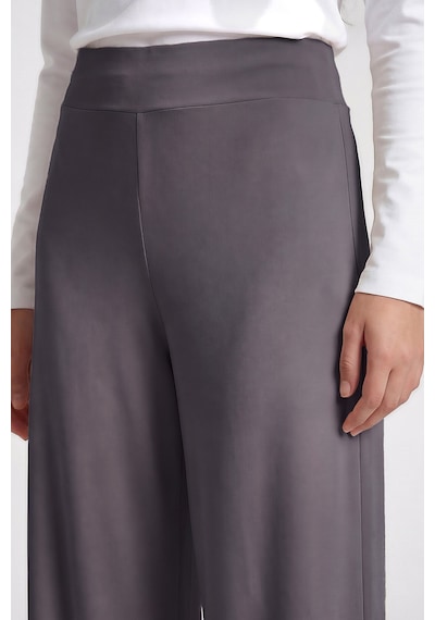Tommylife Koyu Gri Comfort Fit Geniş Paça Korsajlı Palazzo Kadın Pantolon - 94681