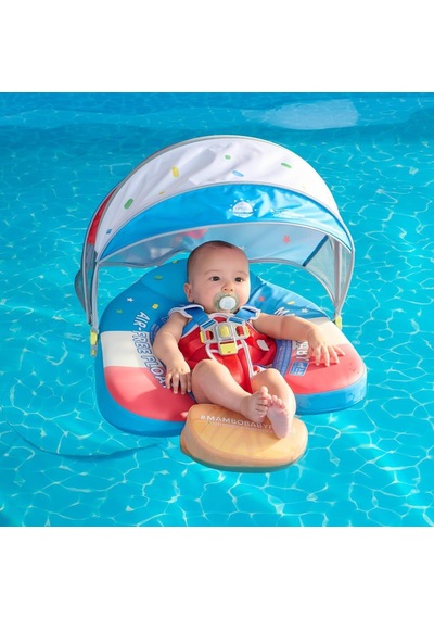 Mambobaby Yüzme Simidi - Stars&stripes, Emniyetli, Gölgelikli Ve Ayak Destekli