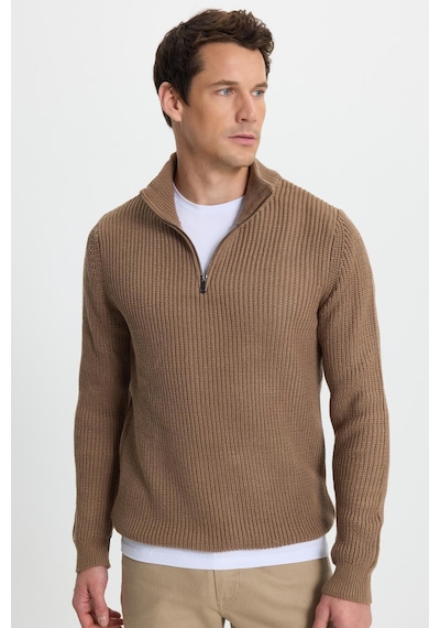 Tudors Erkek Slim Fit Dar Kesim Fermuarlı Koyu Vizon Dik Yaka Triko Kazak-34926 Koyu Vizon Tudors Erkek Slim Fit Dar Kesim Fermuarlı Koyu Vizon Dik Yaka Triko Kazak-34926 Koyu Vizon