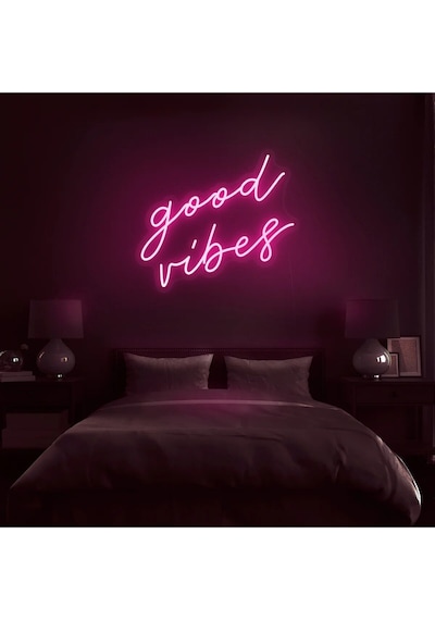 Good Vibes Yazılı Neon Tabela Pembe