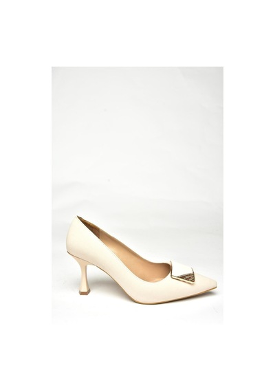 Fox Shoes U820971104 Bej Kumaş İnce Topuklu Kadın Ayakkabı Bej